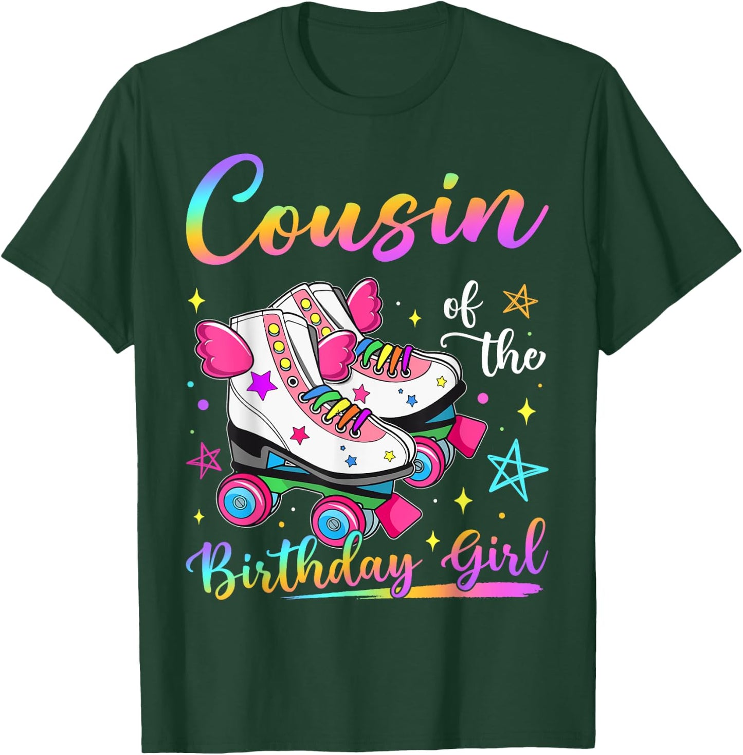 Cousin Of The Birthday Girl Rolling Skate Family Matching T-Shirt - T-Shirt | Forest