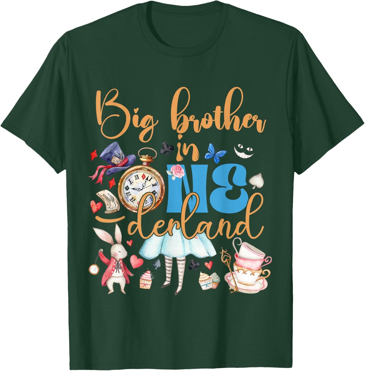 Alice Big Brother in ONEderland Birthday Family T-Shirt - T-Shirt | Forest