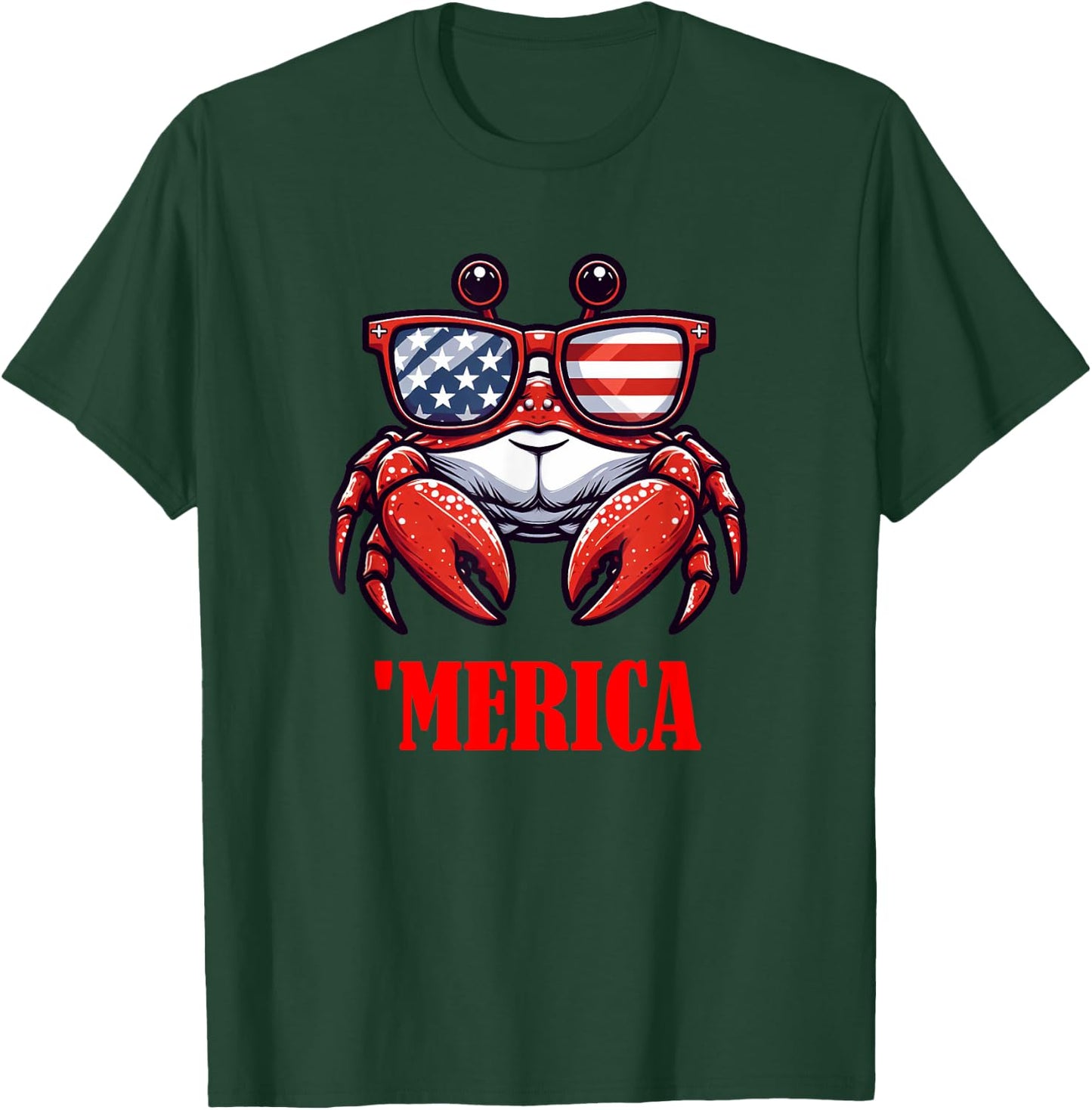 crab Merica 4th of July US Flag Patriotic Kids Men T-Shirt - T-Shirt | Forest