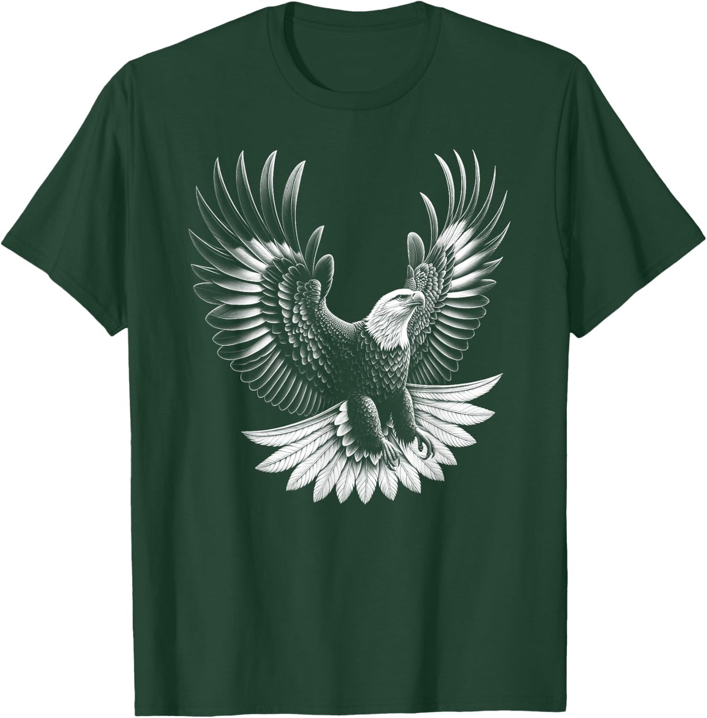 Proud Eagle with Spread Wings in Drawing Style T-Shirt - T-Shirt | Forest