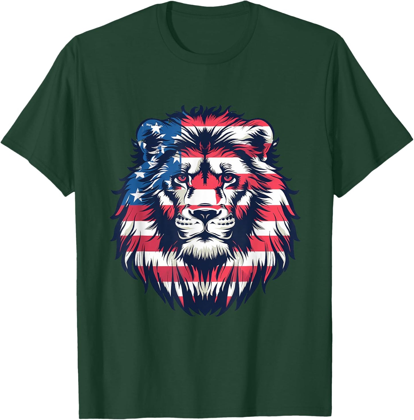 Fourth Of July Vintage Patriotic Lion American Flag USA T-Shirt - T-Shirt | Forest