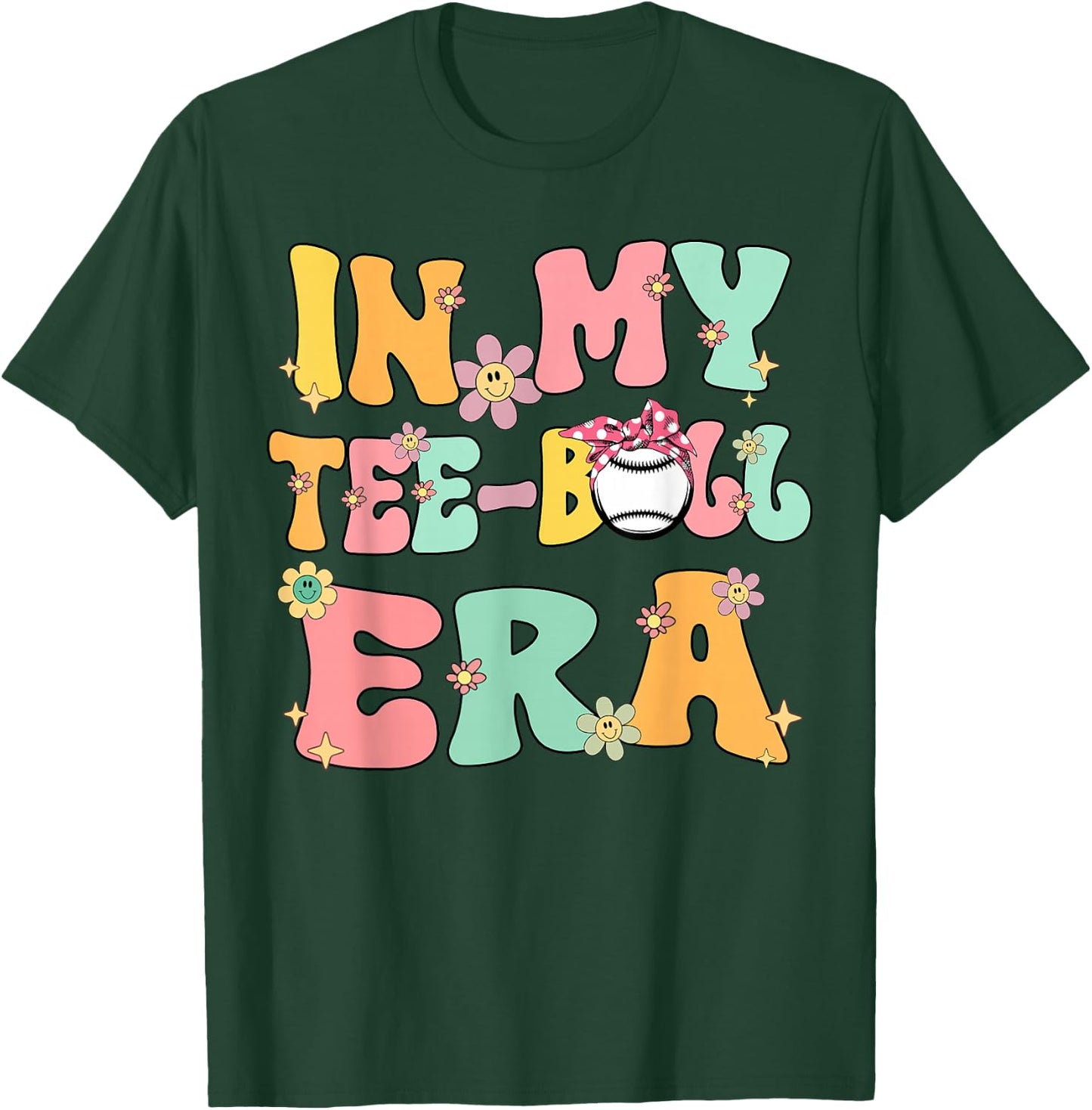 In My Teeball Era Retro Groovy T ball ball Kids Girl Boy T-Shirt - T-Shirt | Forest