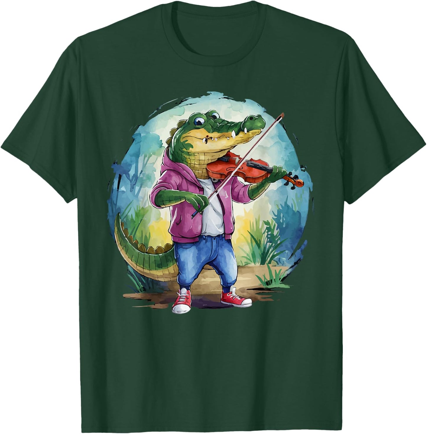 Crocodile Playing Violin Violinis Violin Player Animal music T-Shirt - T-Shirt | Forest