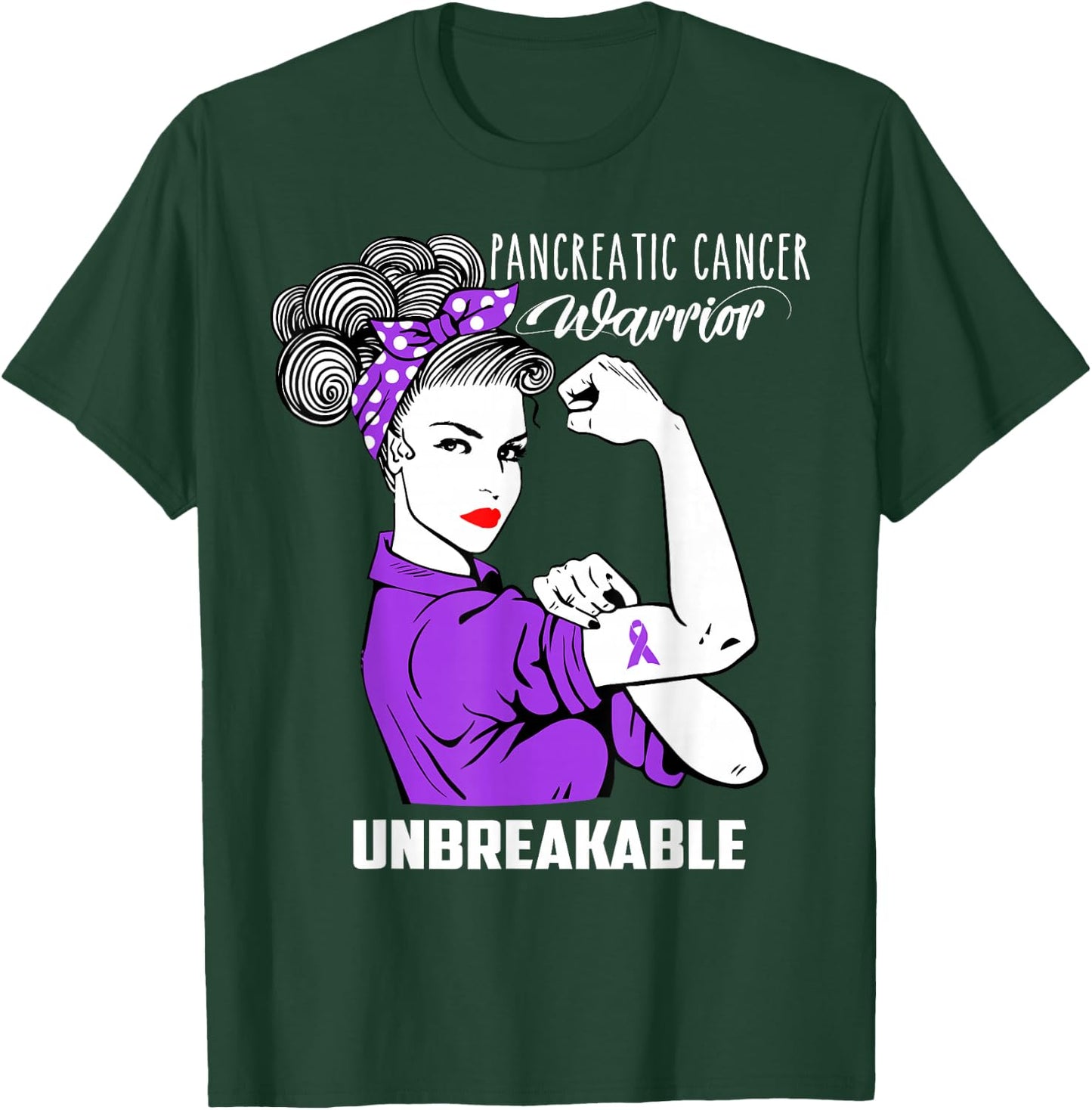 Pancreatic Cancer Warrior Unbreakable Shirt Awareness Gift T-Shirt - T-Shirt | Forest