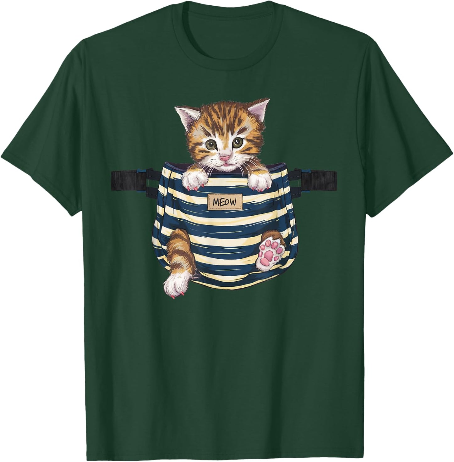 Cat Pocket Cute Kitten Gifts For Cat Lover Cat Mom Cat Dad Women Kids T-Shirt - T-Shirt | Forest