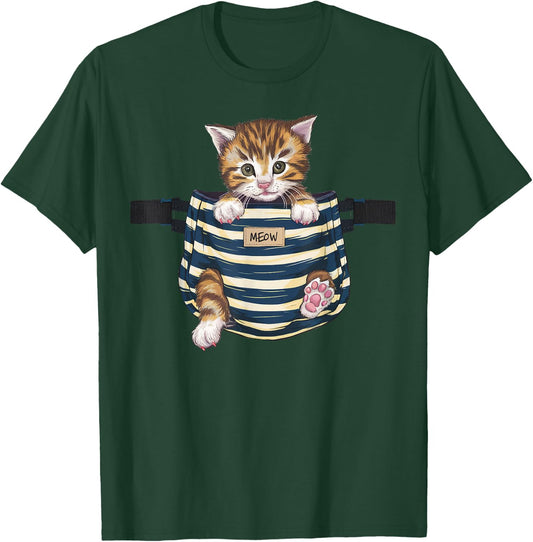 Cat Pocket Cute Kitten Gifts For Cat Lover Cat Mom Cat Dad Women Kids T-Shirt - T-Shirt | Forest