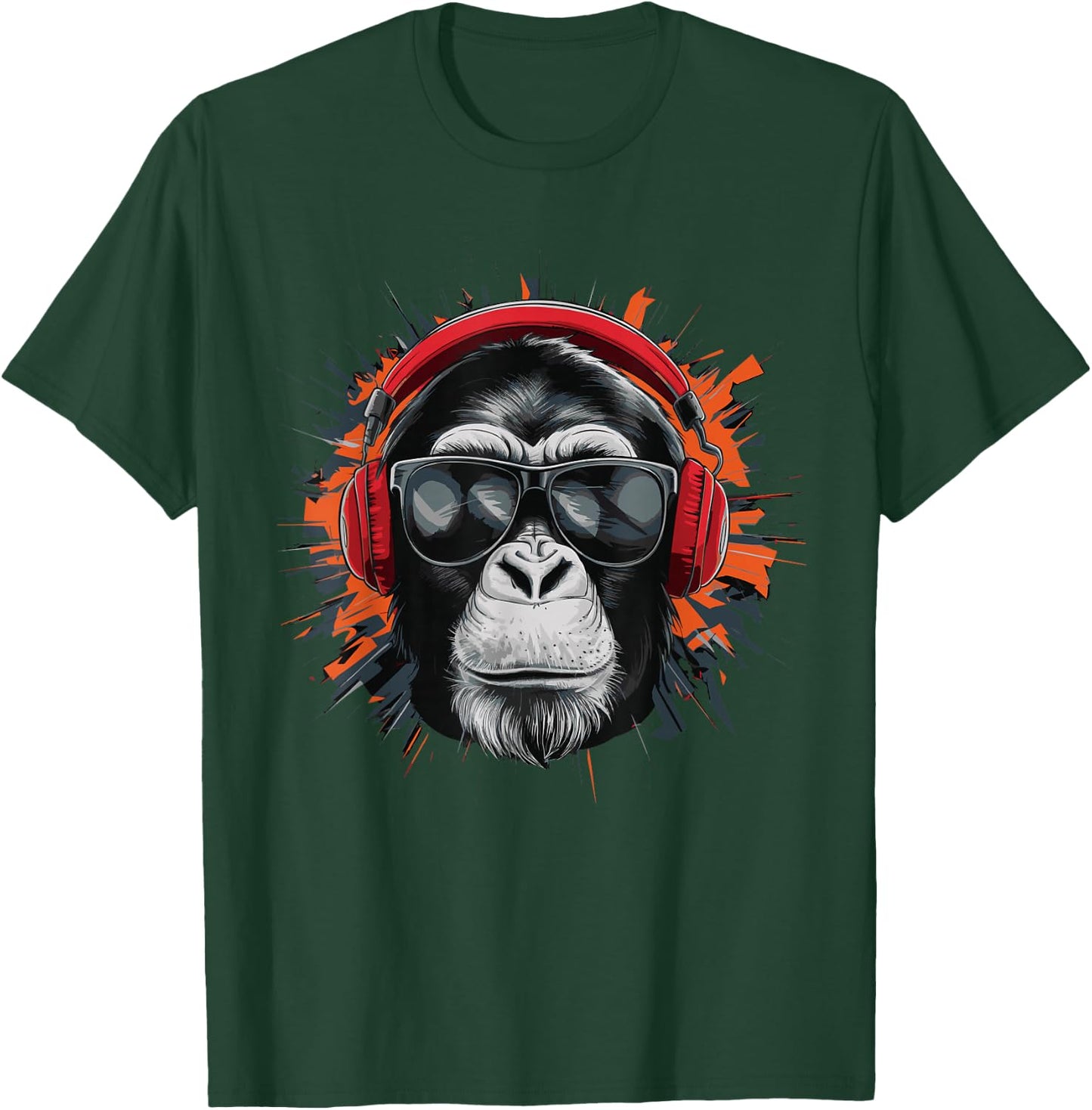 DJ Monkey with Sunglasses DJ Monkey Headphones T-Shirt - T-Shirt | Forest