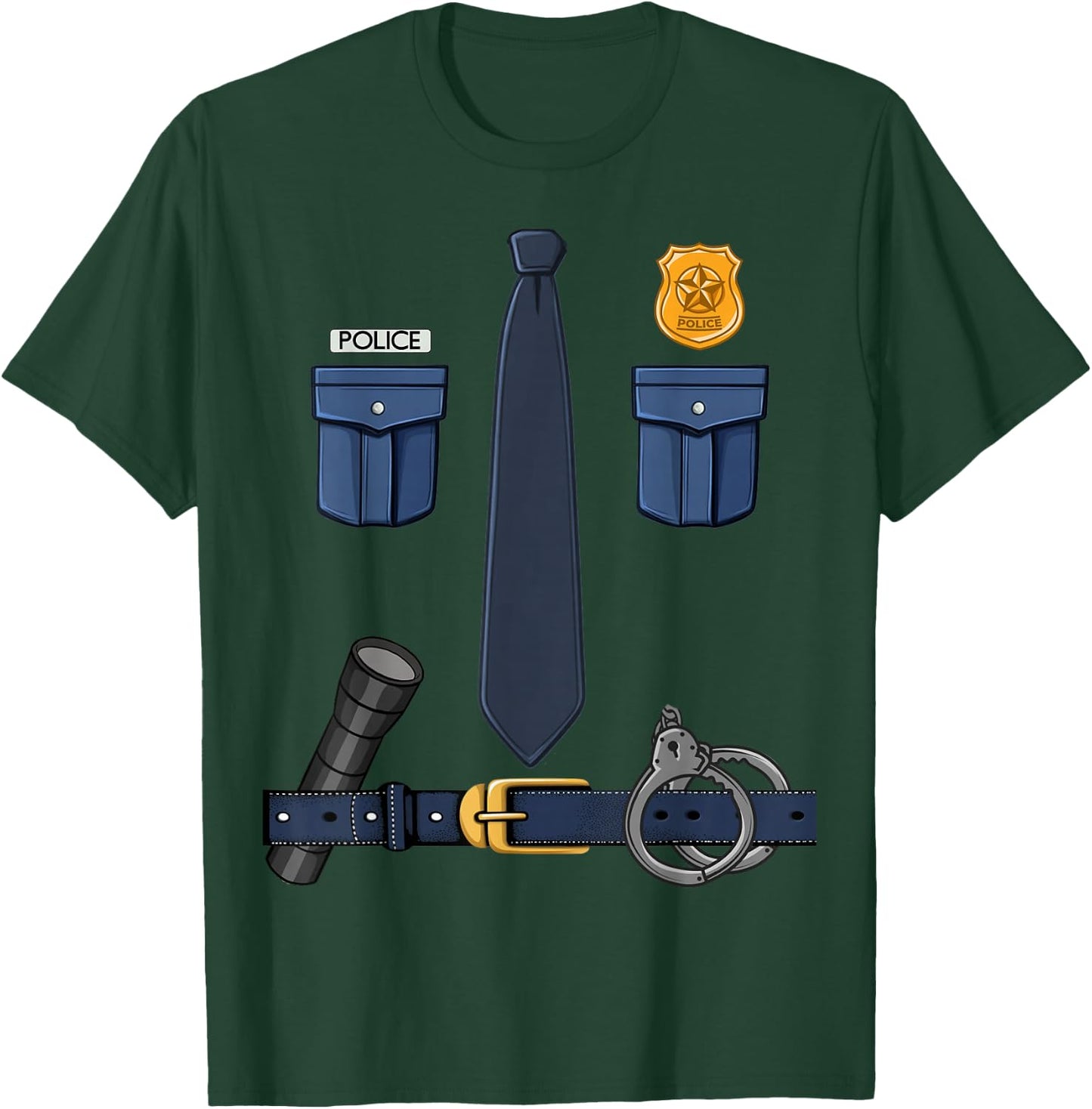Funny Halloween Policeman Police Officer Costume T-Shirt - T-Shirt | Forest