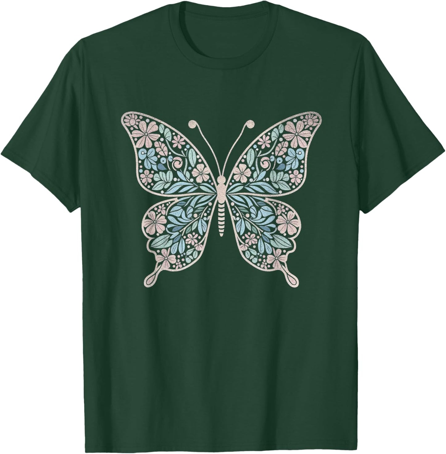 Flower Butterfly with Floral Graphic and Girls T-Shirt - T-Shirt | Forest