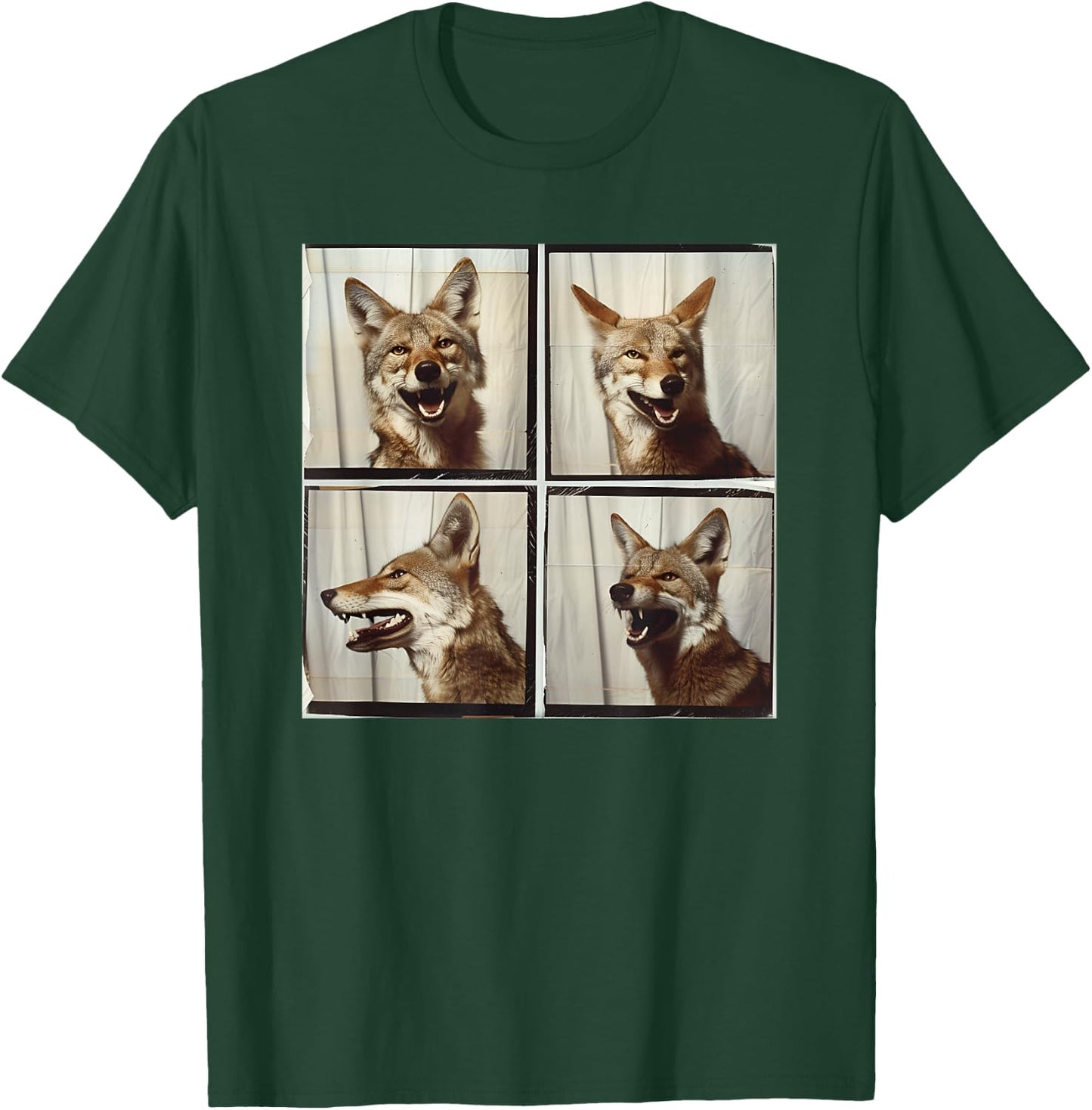 Cool Coyote Wolf Funny Animal Photobooth Smiling Coyote T-Shirt - T-Shirt | Forest