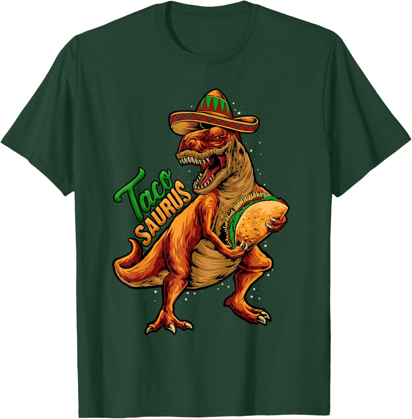 Tacosaurus Kids T-Rex Dinosaur Funny Taco Gift Fiesta T-Shirt - T-Shirt | Forest