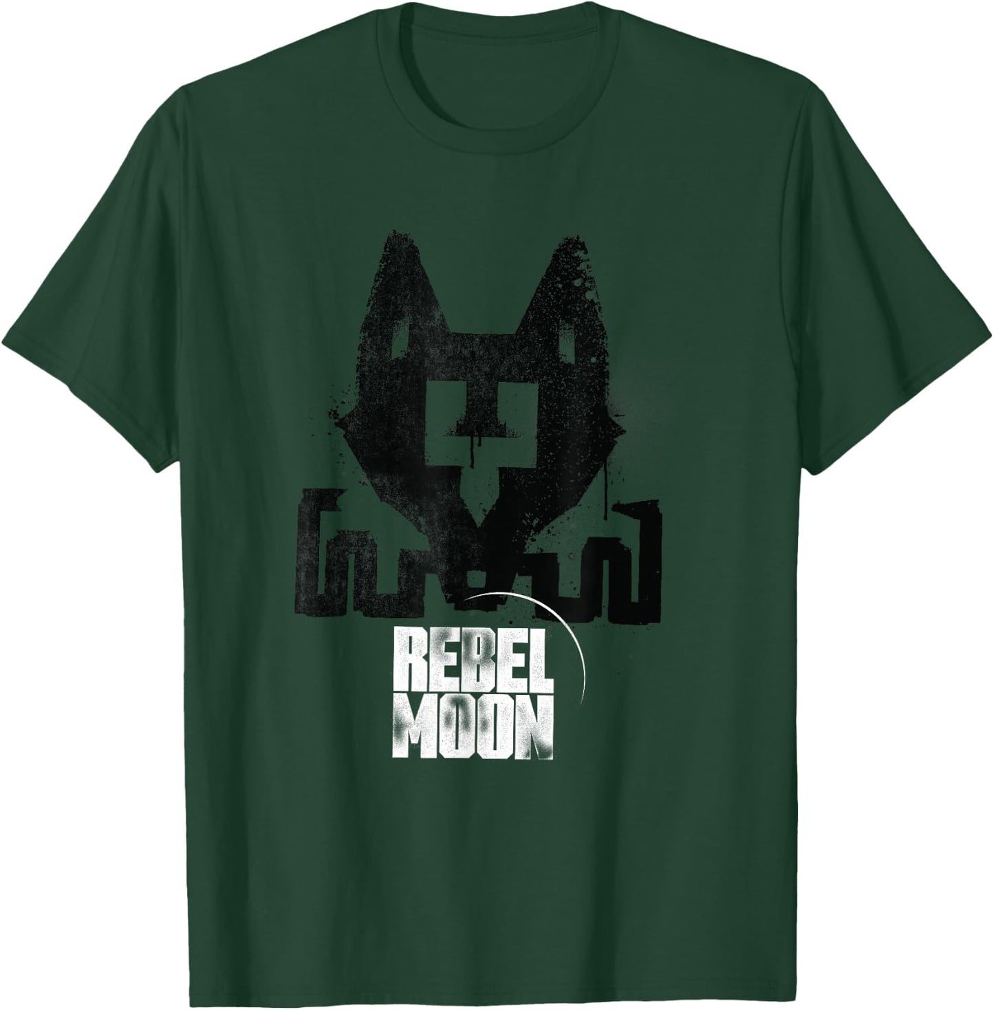 Rebel Moon Distressed Fox Graffiti Symbol Two-Tone Poster T-Shirt - T-Shirt | Forest