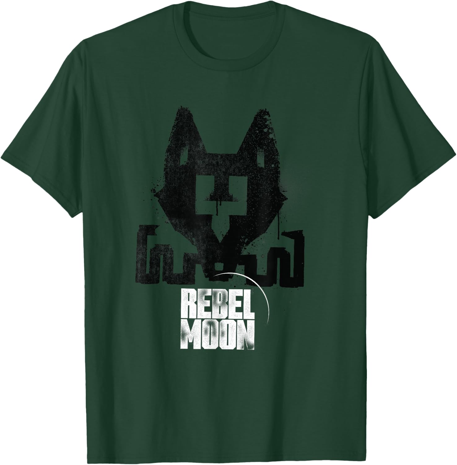Rebel Moon Distressed Fox Graffiti Symbol Two-Tone Poster T-Shirt - T-Shirt | Forest