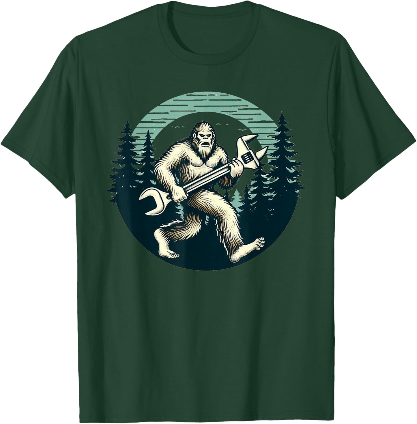 Bigfoot Plumber Pipe Wrench Funny Sasquatch Plumbing T-Shirt - T-Shirt | Forest