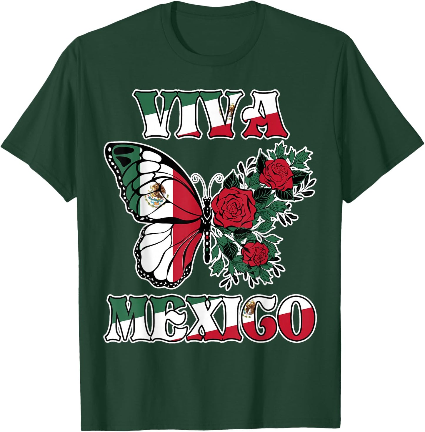 Mexican Independence Day Viva Mexico Butterfly Girls Women T-Shirt - T-Shirt | Forest