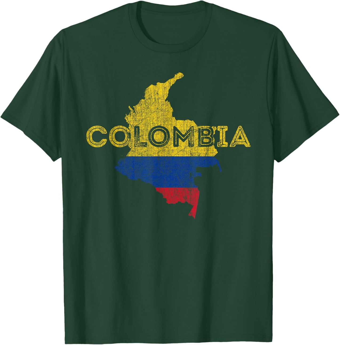 Colombian Map and Flag Souvenir - Distressed Colombia T-Shirt - T-Shirt | Forest