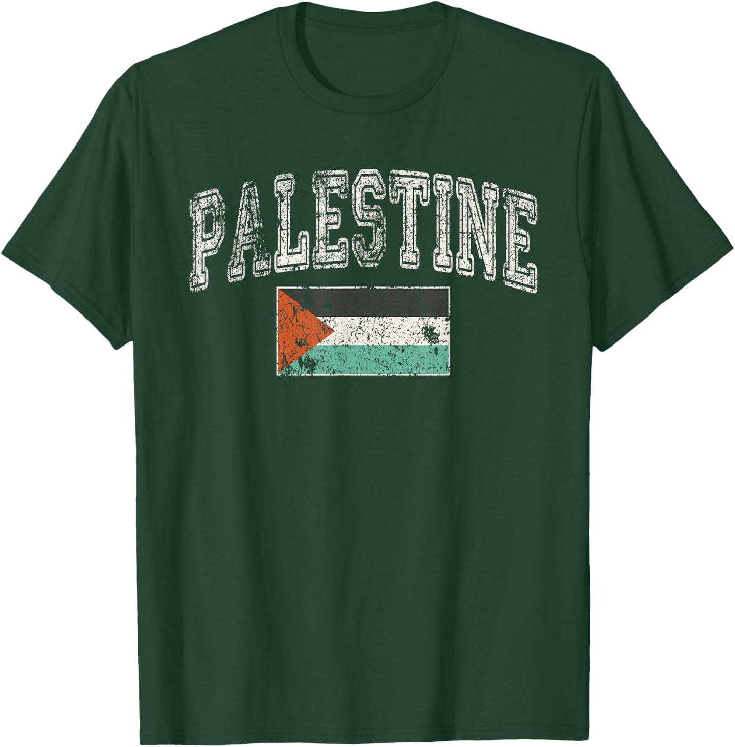 Vintage Retro Faded Palestine Flag Palestinian Pride T-Shirt - T-Shirt | Forest