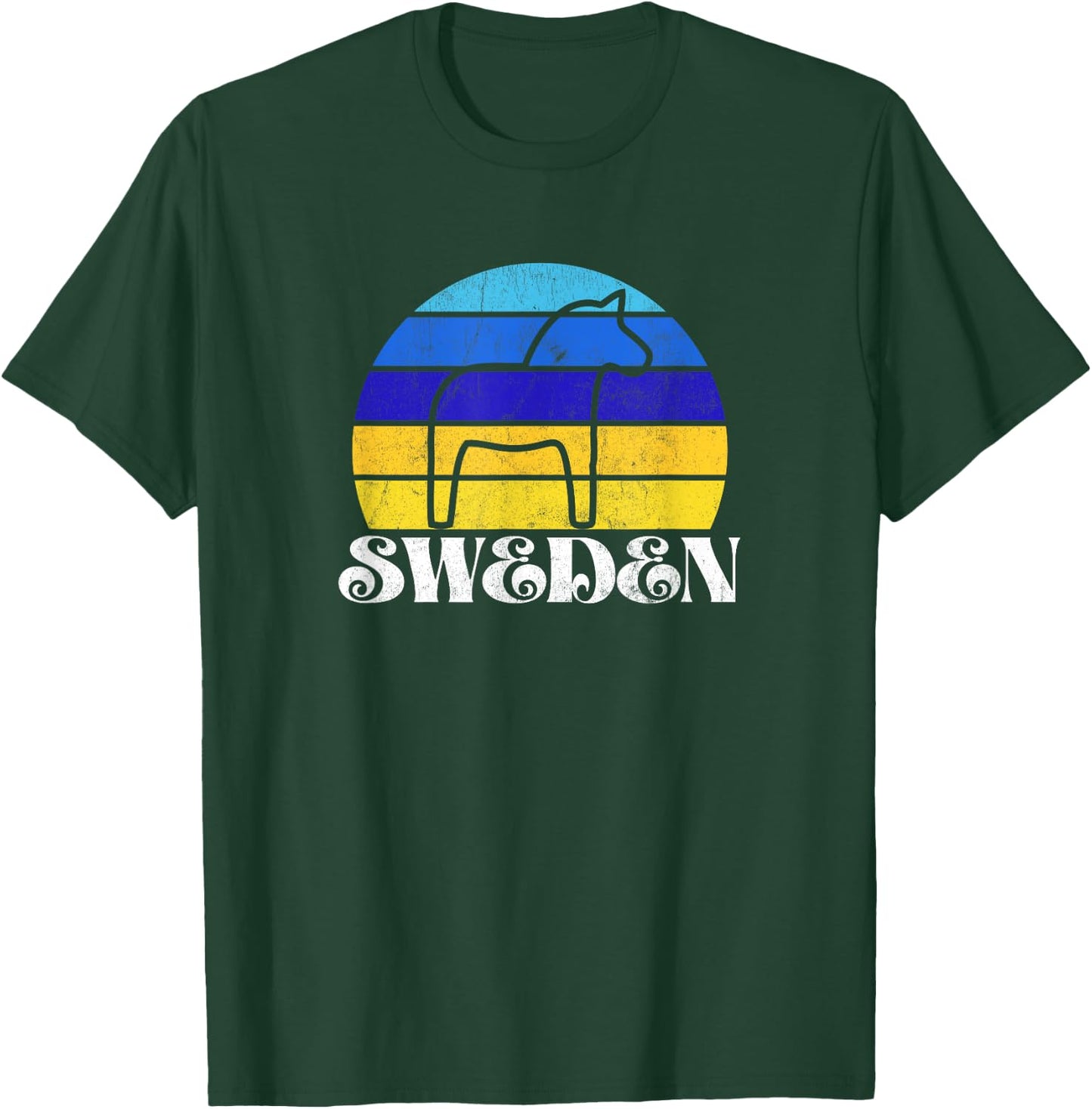 Retro Vintage Dalahäst (Dala Horse in Swedish) Sweden T-Shirt - T-Shirt | Forest