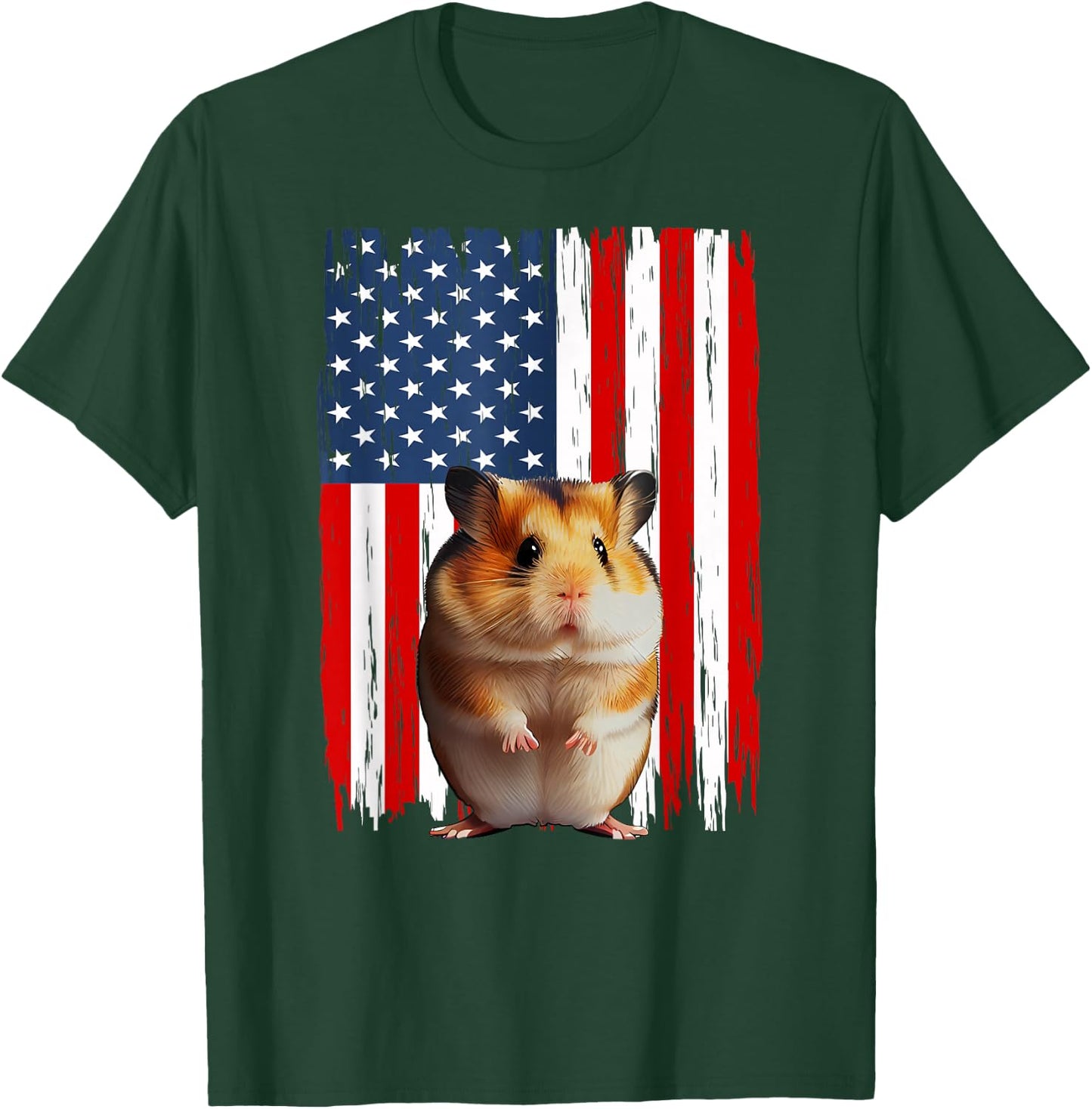 Patriotic Hamster American Flag 4th Of July Men Women T-Shirt - T-Shirt | Forest