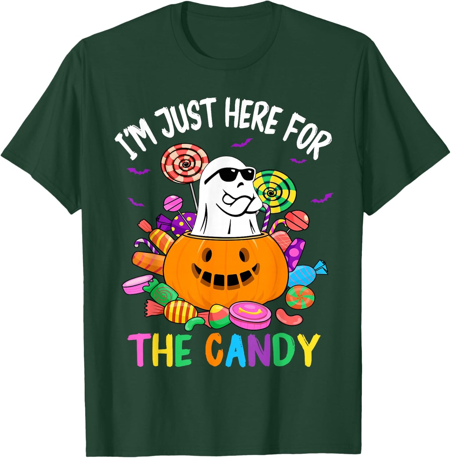 I'm Just Here For The Candy Funny Ghost halloween T-Shirt - T-Shirt | Forest