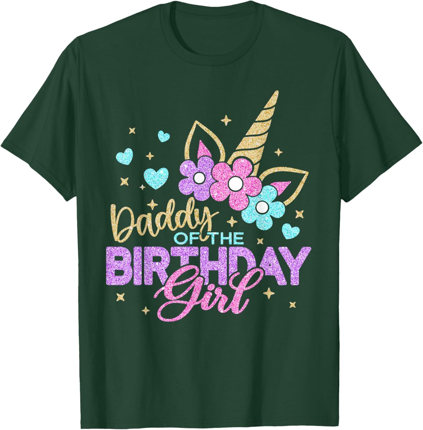 Daddy of the Birthday Princess Girl Dad Unicorn Bday Party T-Shirt - T-Shirt | Forest