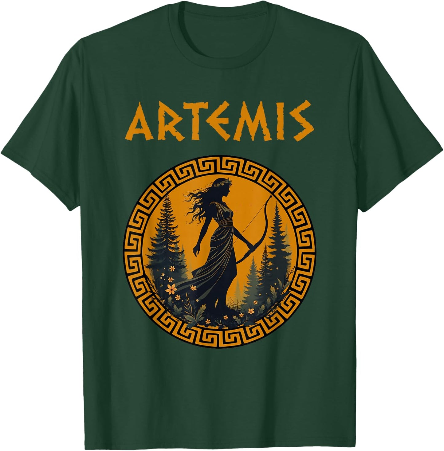 Agema Apparel -Adults Artemis Greek Goddess Greek Mythology , Black, Small T-Shirt - T-Shirt | Forest