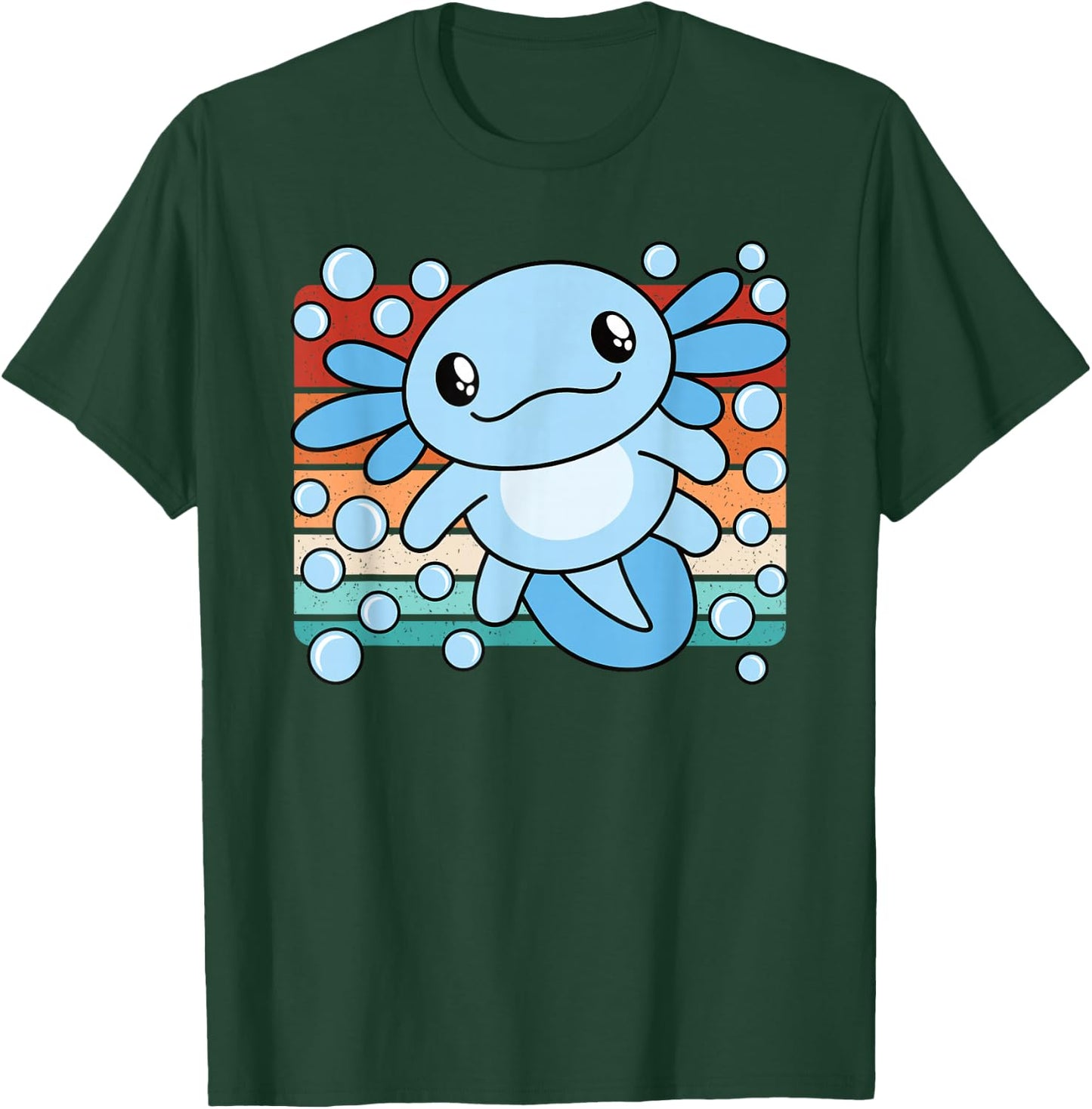 Cute Kawaii Axolotl Salamander Retro Boys Girls Kids T-Shirt - T-Shirt | Forest