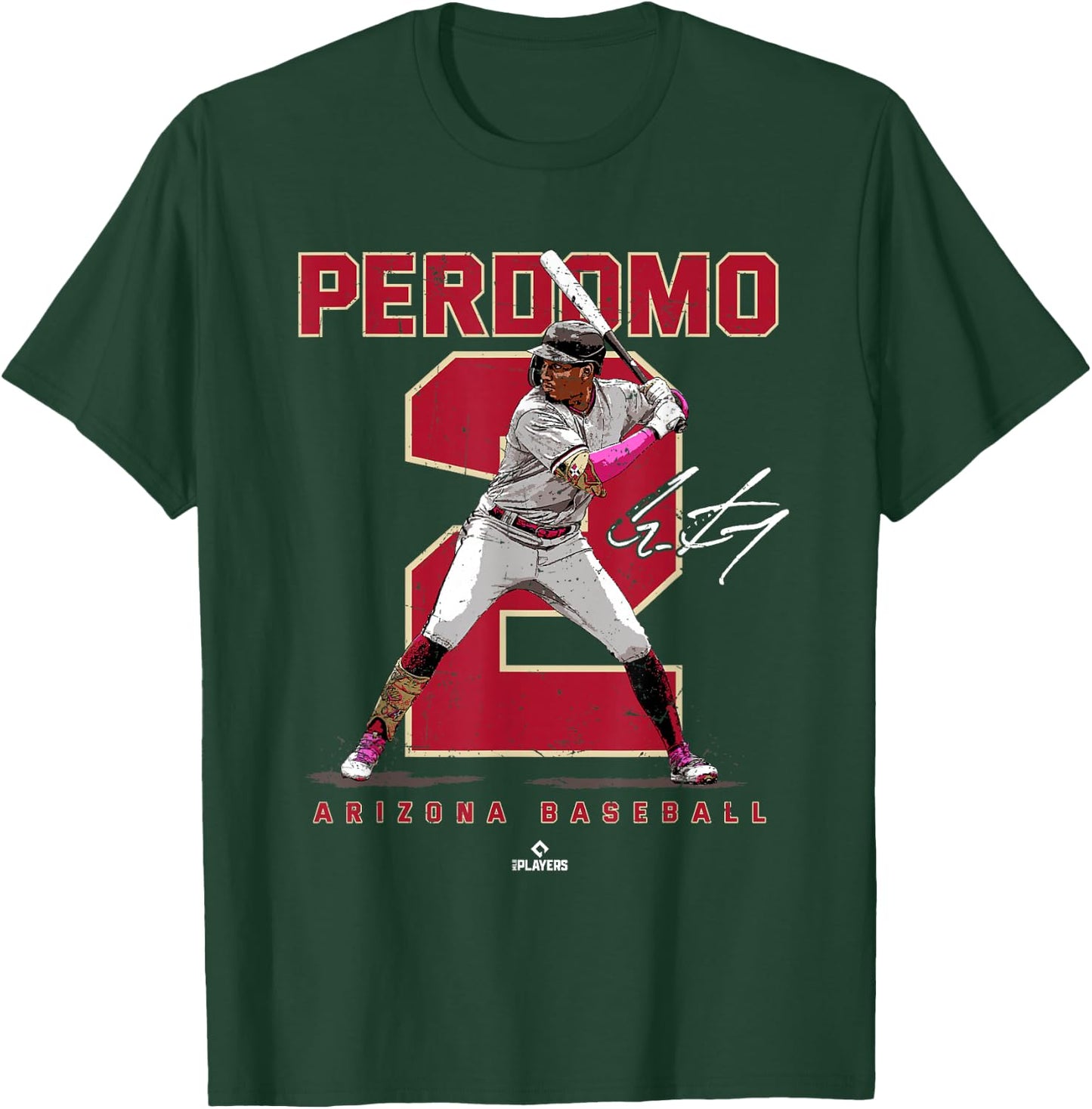 Number and Portrait Geraldo Perdomo Arizona MLBPA T-Shirt - T-Shirt | Forest