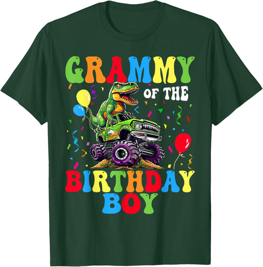 Grammy Of The Birthday Boy Dinosaur Monster Truck T-Shirt - T-Shirt | Forest