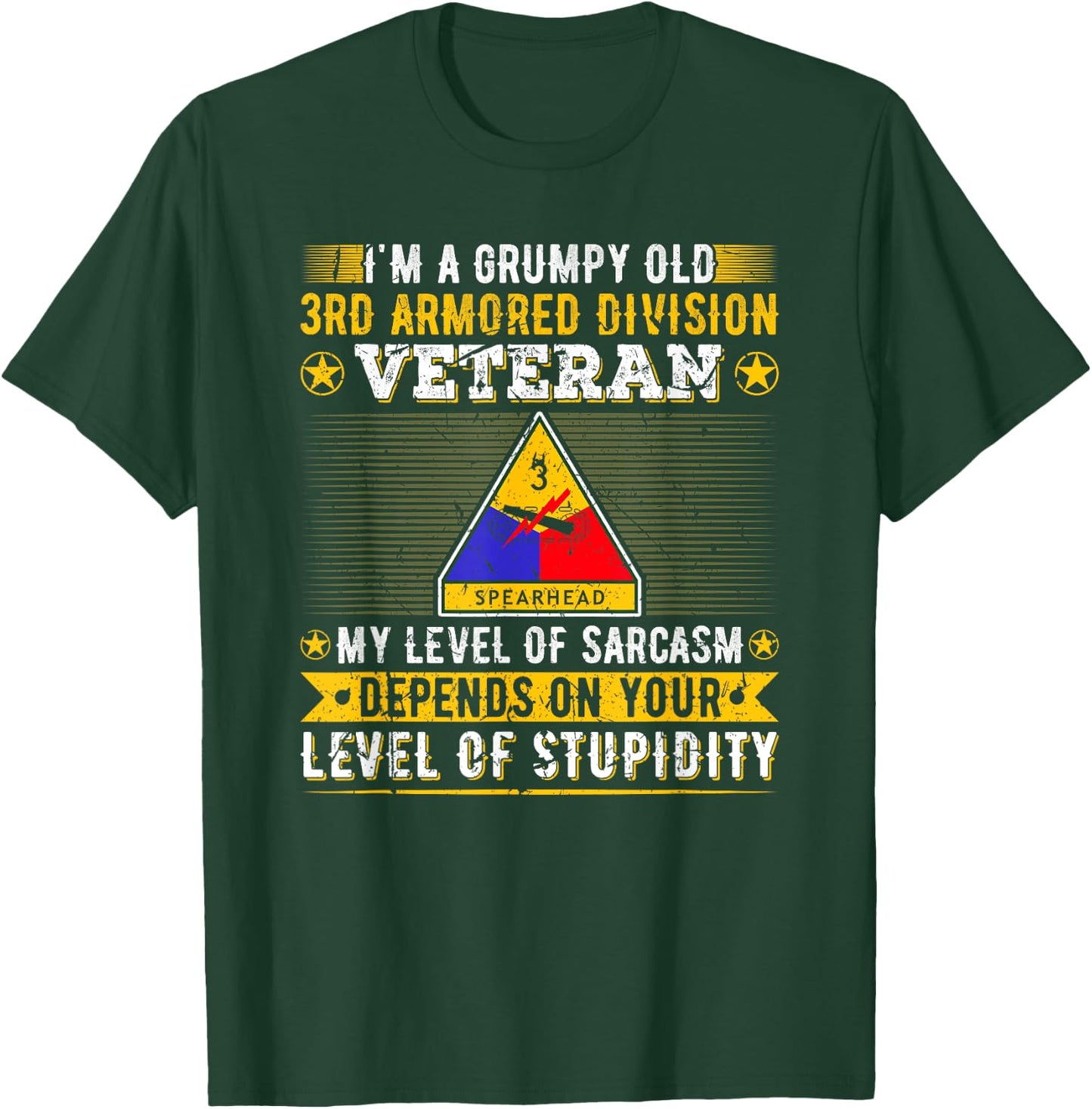 Grumpy Old 3rd Armored Division Veteran Military Army T-Shirt - T-Shirt | Forest
