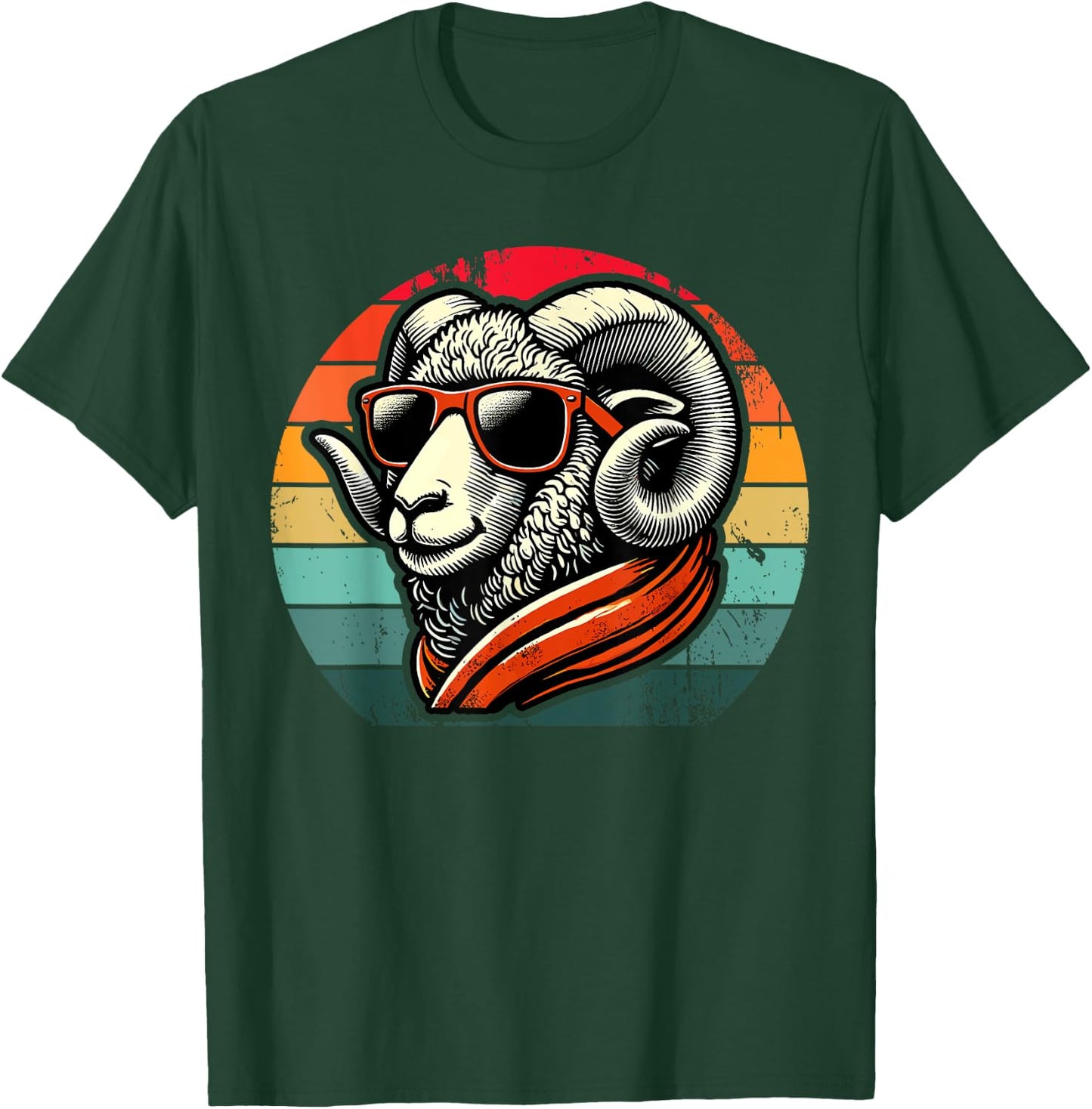 Retro Ram in Sunglasses Men Women Kids Novelty Funny Ram T-Shirt - T-Shirt | Forest