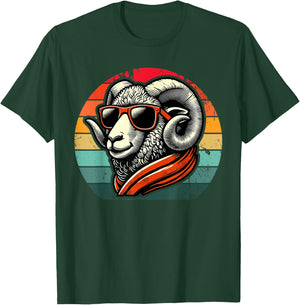 Retro Ram in Sunglasses Men Women Kids Novelty Funny Ram T-Shirt - T-Shirt | Forest