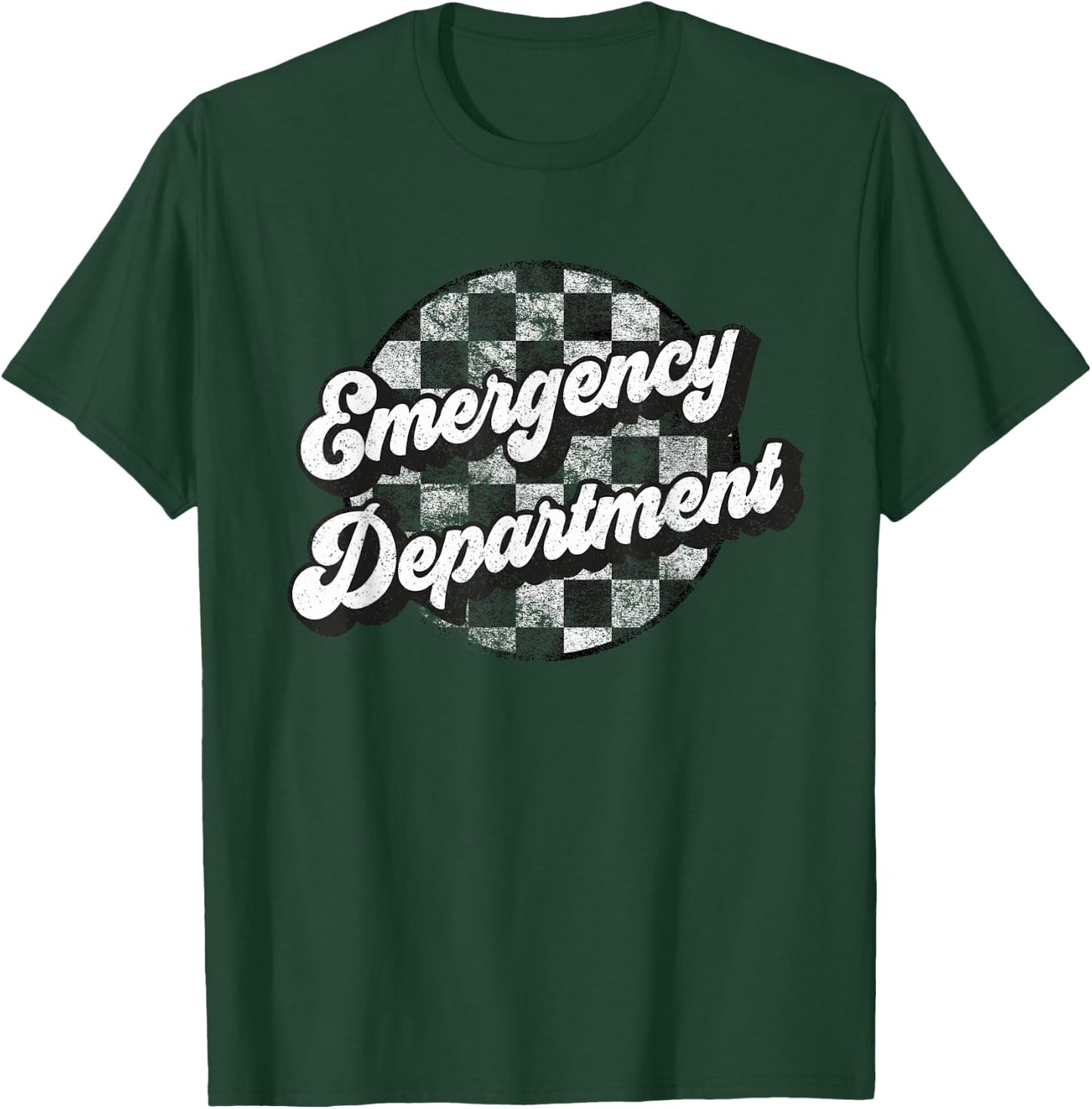 Emergency Department Checkered Funny Retro Matching Vintage T-Shirt - T-Shirt | Forest