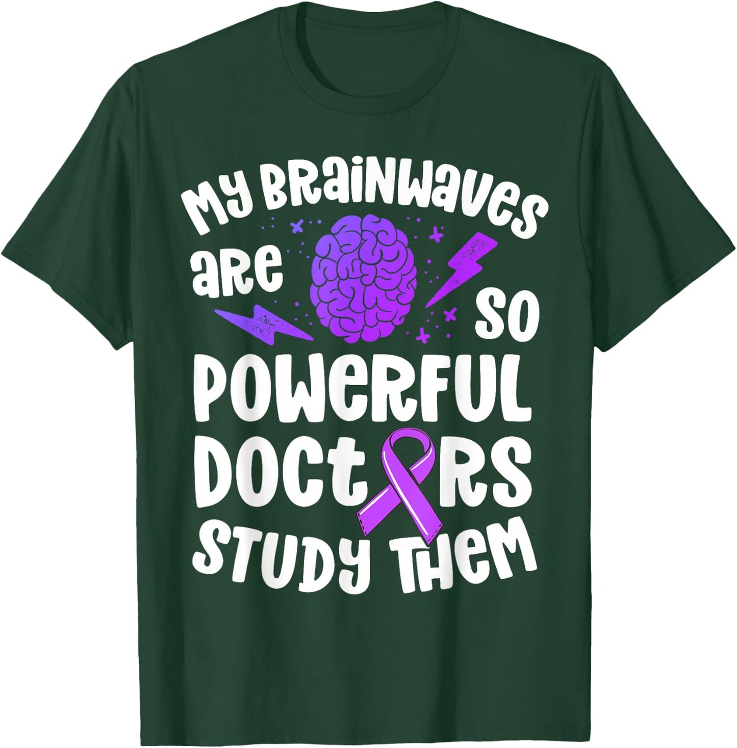 Kids Epilepsy Awareness Shirt Powerful Brainwaves Purple T-Shirt - T-Shirt | Forest