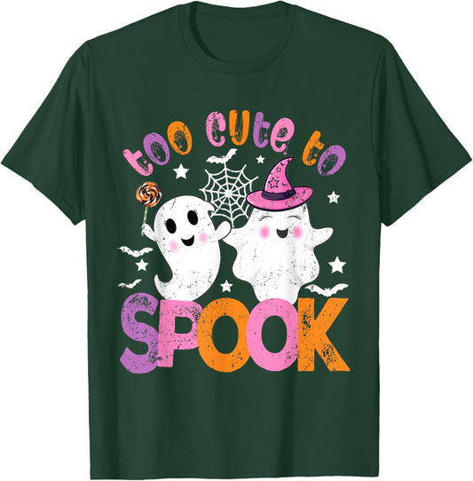 Kawaii Halloween Ghost Costume Too Cute To Spook Girl Kids T-Shirt - T-Shirt | Forest