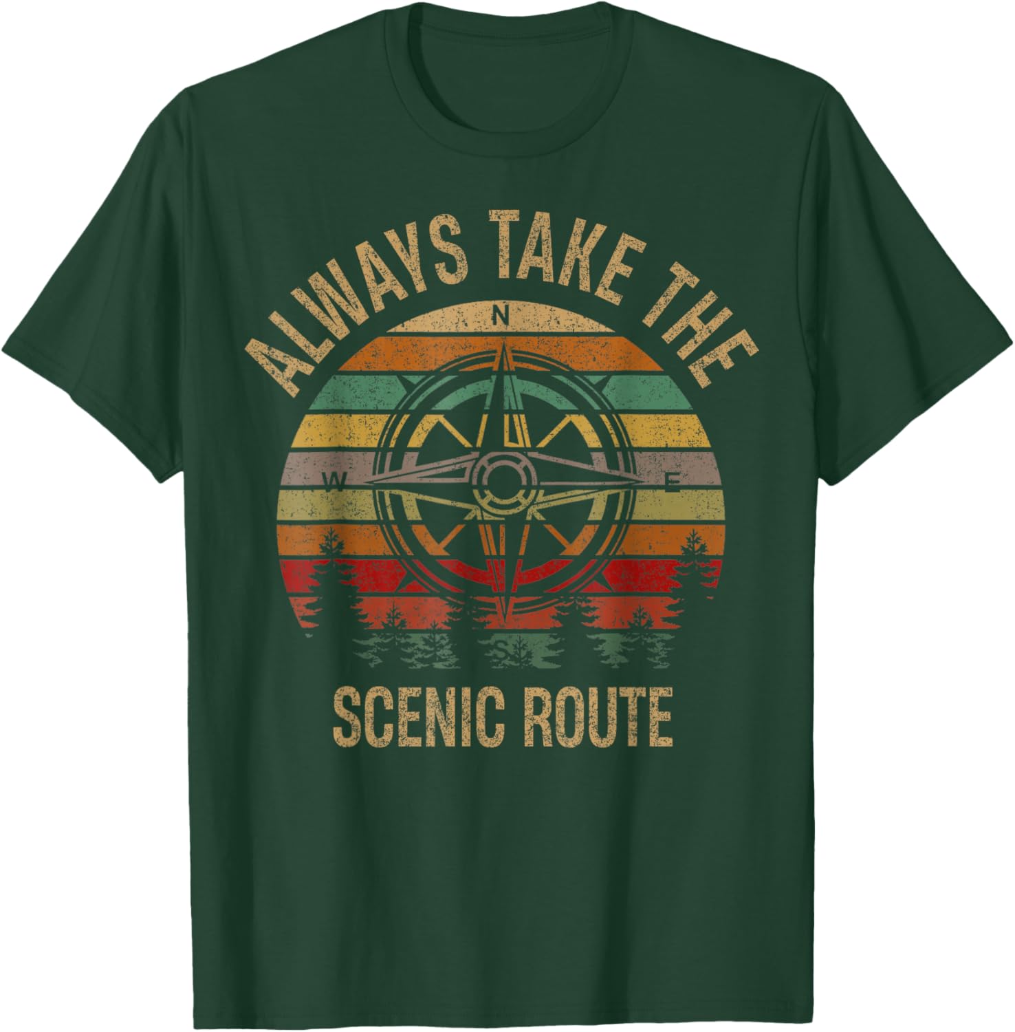 Funny Adventure Always Take The Scenic Route Hiking Camping T-Shirt - T-Shirt | Forest