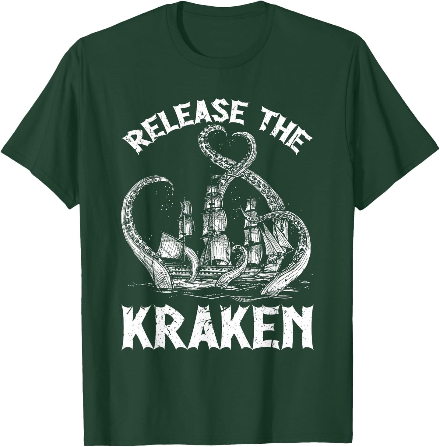 Funny Kraken Sea Monster Apparel Release The Kraken Octopus Sea Creature Adults & Kids Black Small T-Shirt - T-Shirt | Forest