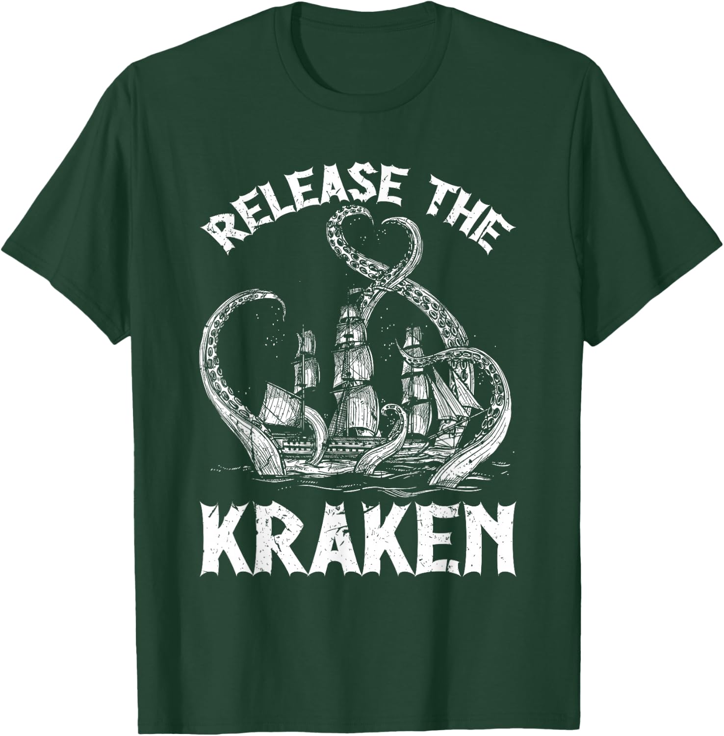 Funny Kraken Sea Monster Apparel Release The Kraken Octopus Sea Creature Adults & Kids Black Small T-Shirt - T-Shirt | Forest