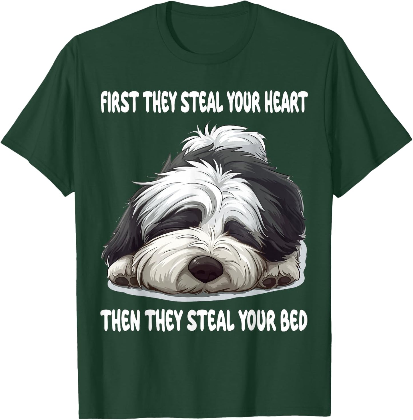 Old English Sheepdog Sleeping Pajamas Nightgown T-Shirt - T-Shirt | Forest