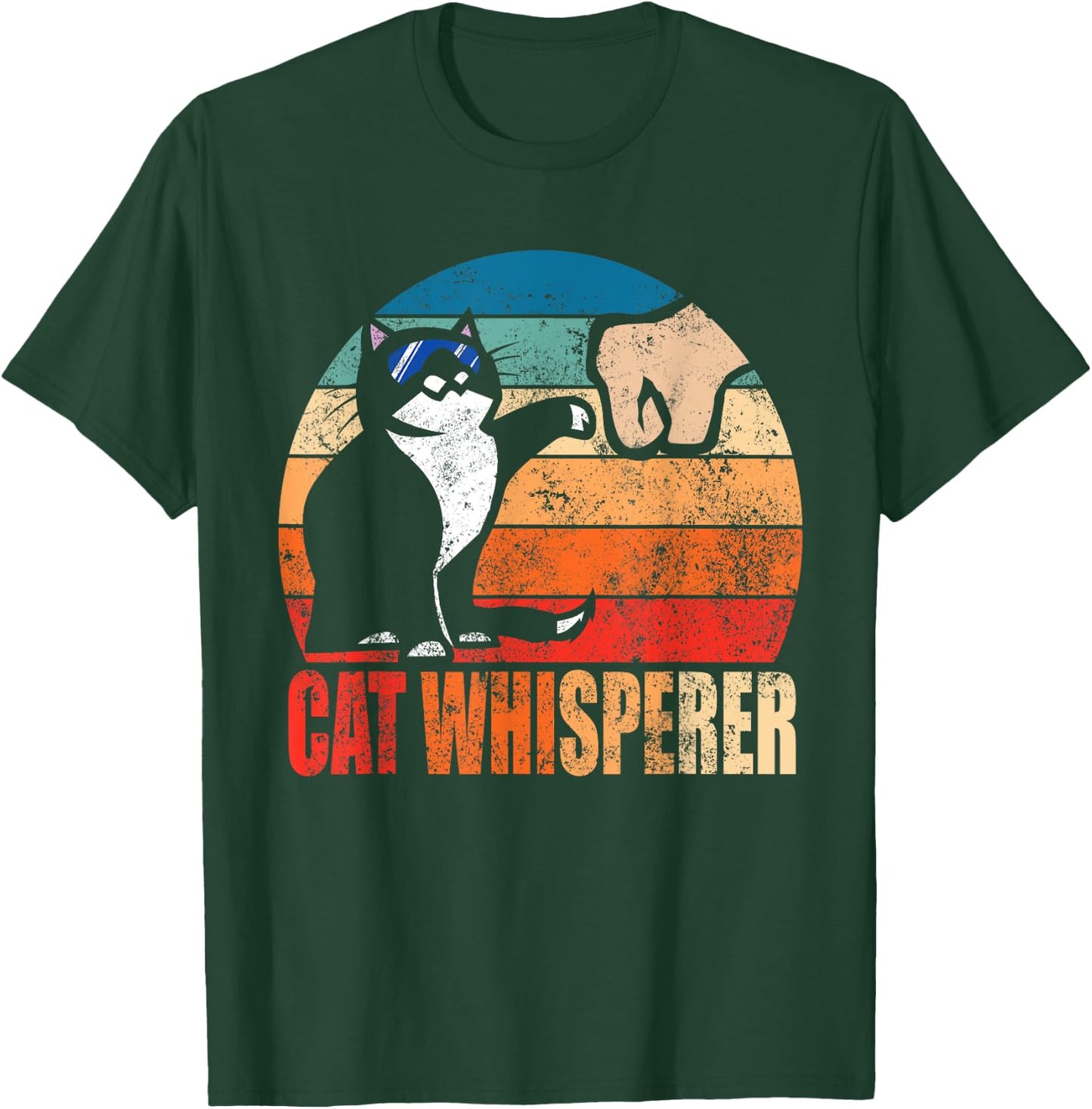 Funny Retro Best Cat Whisperer with Fist Bump Gift Men Women T-Shirt - T-Shirt | Forest