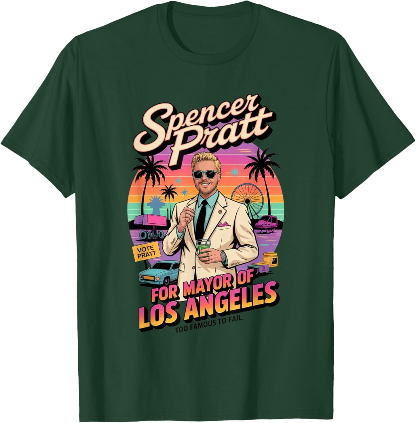 Spencer Pratt for Los Angeles Mayor Retro California Design T-Shirt - T-Shirt | Forest