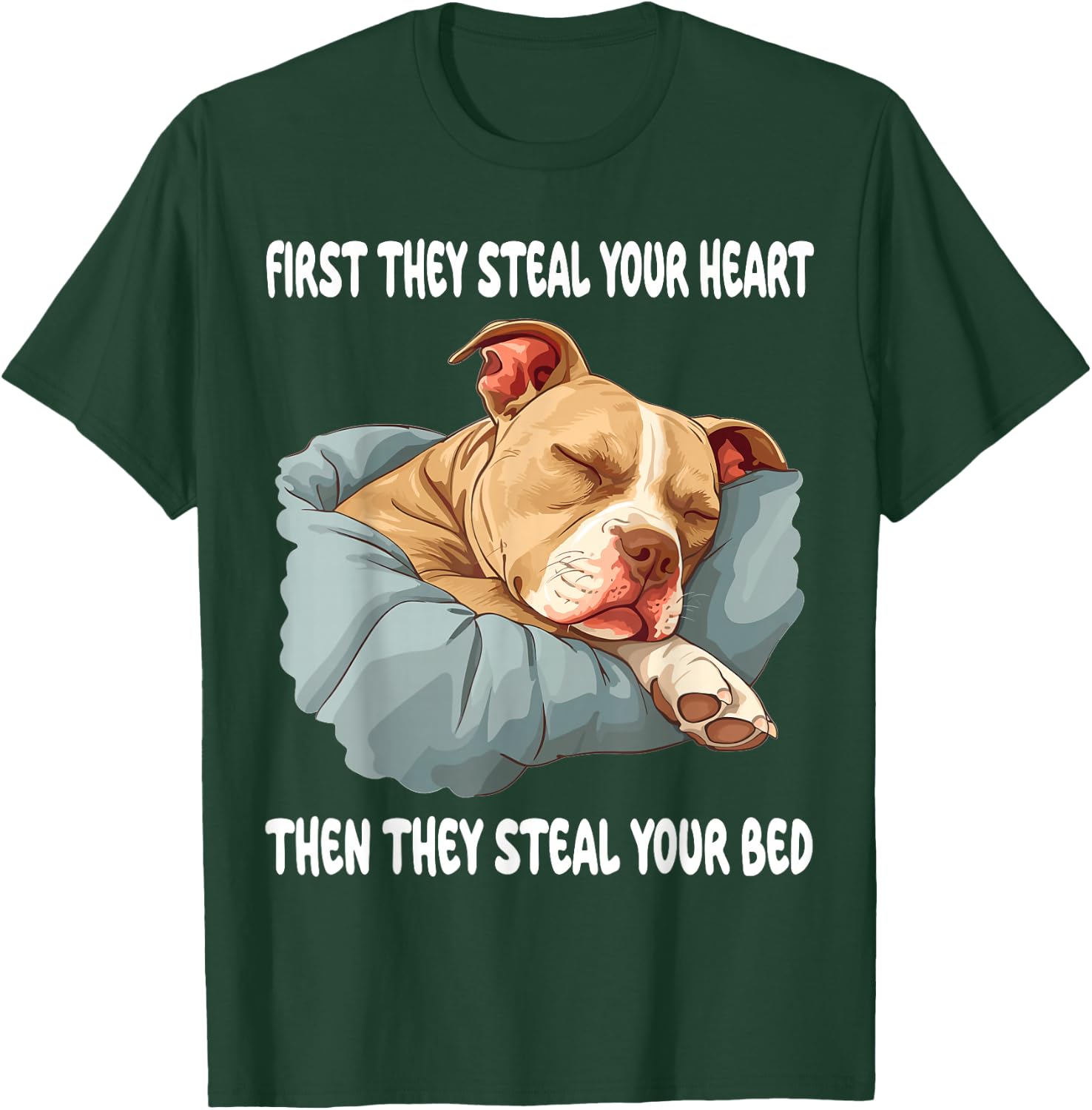 Pitbull Sleeping Pajamas Nightgown T-Shirt - T-Shirt | Forest