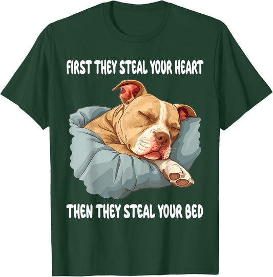 Pitbull Sleeping Pajamas Nightgown T-Shirt - T-Shirt | Forest
