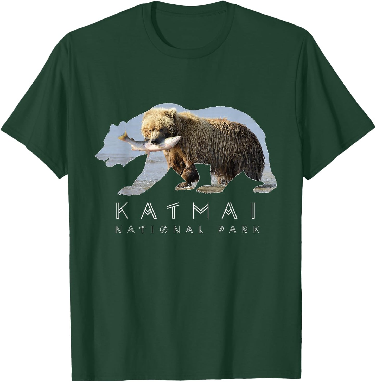 Alaskan Bear Katmai National Park Lake Image Alaska Souvenir T-Shirt - T-Shirt | Forest