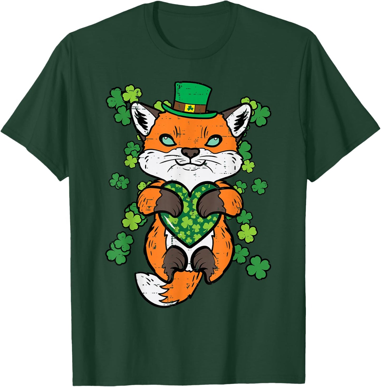 St Patricks Day Fox Saint Pattys Paddys Irish Women Kids Men T-Shirt - T-Shirt | Forest