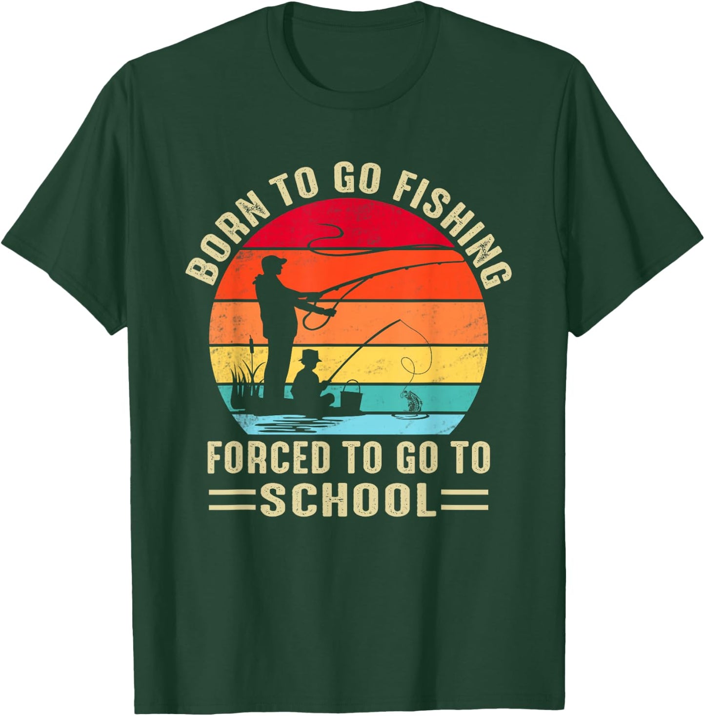 Funny Born To Go Fishing Bass Fish Fisherman Boys T-Shirt - T-Shirt | Forest