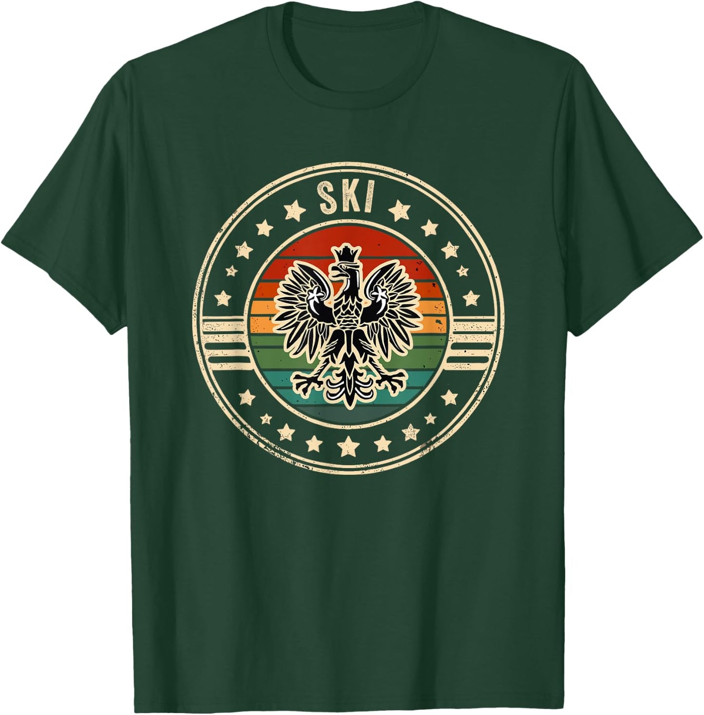 Ski Polish Surname Poland Heritage Polski Eagle Dyngus Day T-Shirt - T-Shirt | Forest