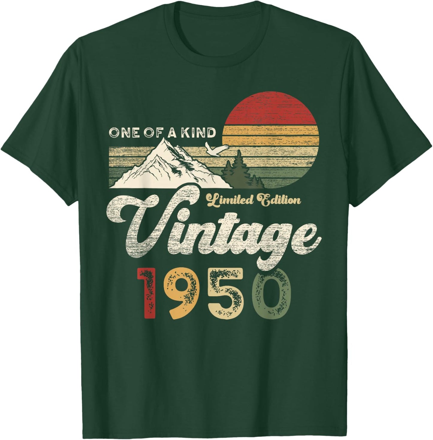 Vintage 1950 Birthday 75 Years Old Retro Eagle Mountains T-Shirt - T-Shirt | Forest
