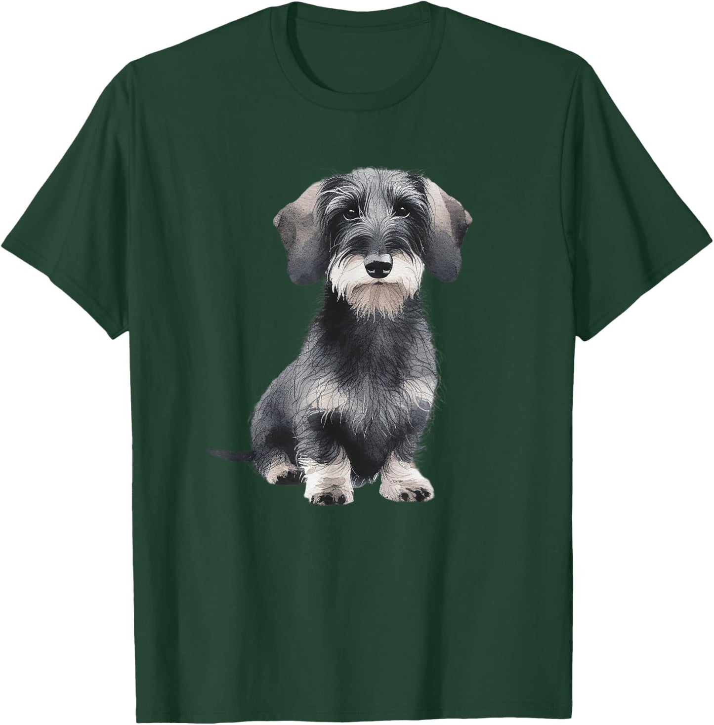 Wirehaired Dachshund Sitting Dog T-Shirt - T-Shirt | Forest