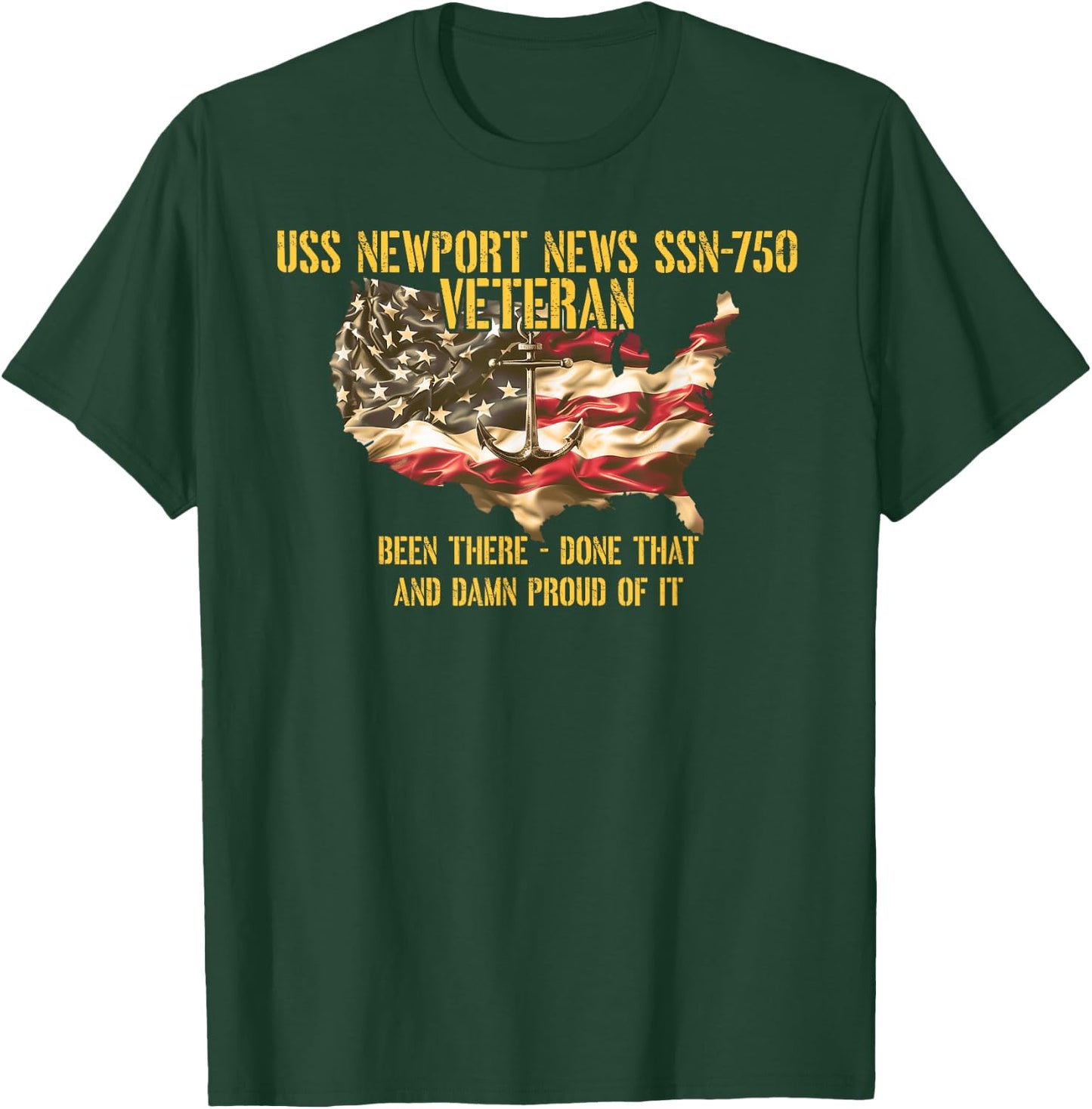 Vintage USS Newport News SSN-750 Attack Submarine Veteran T-Shirt - T-Shirt | Forest